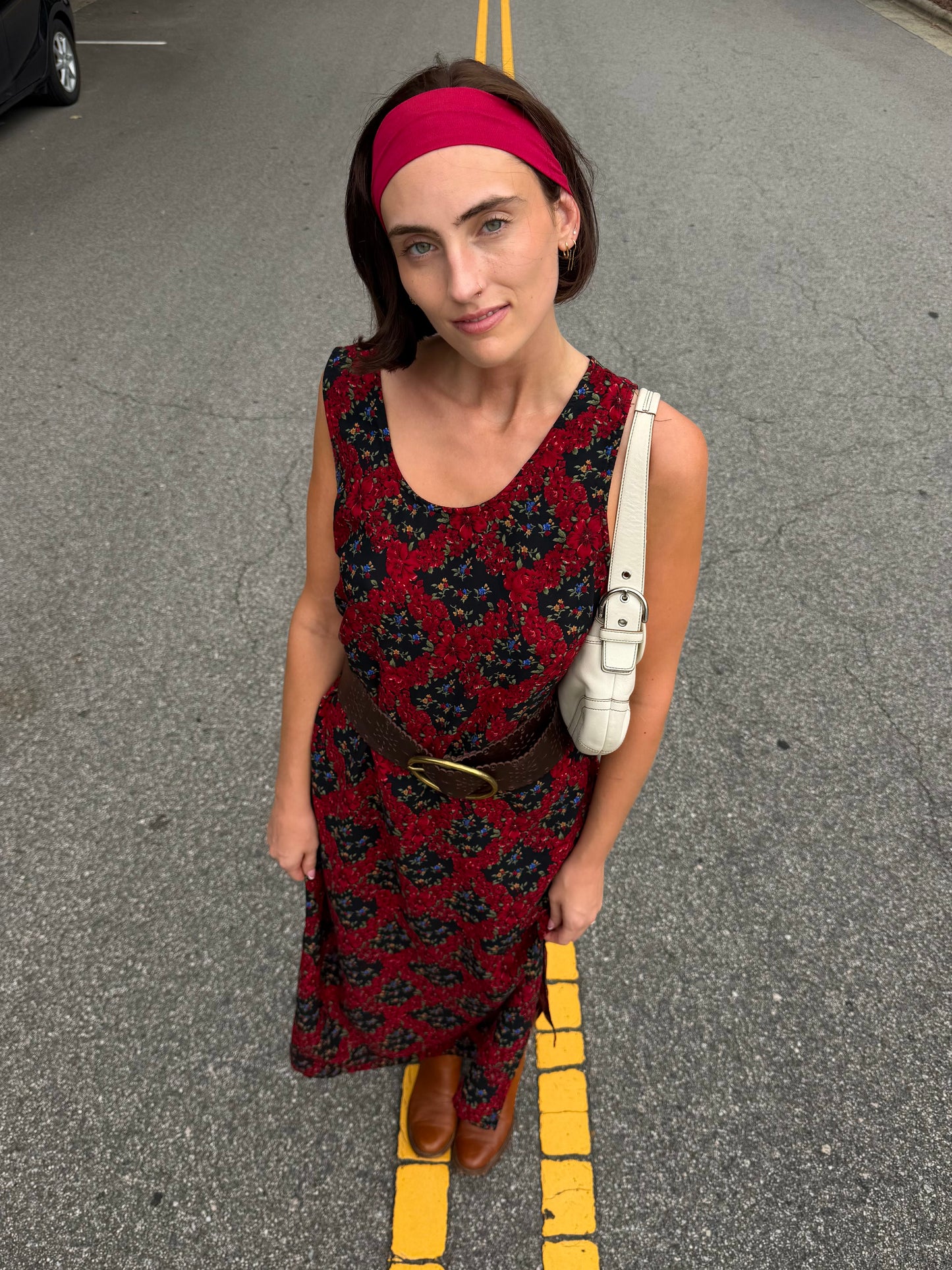 Vintage 90s maxi floral tie slit dress 🥀