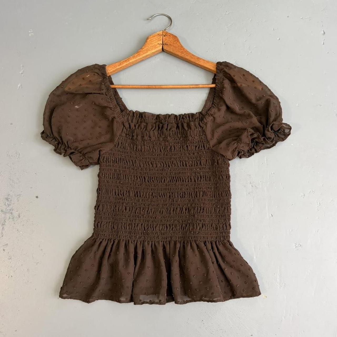 VINTAGE MOA MOA POLKA DOT BROWN BLOUSE