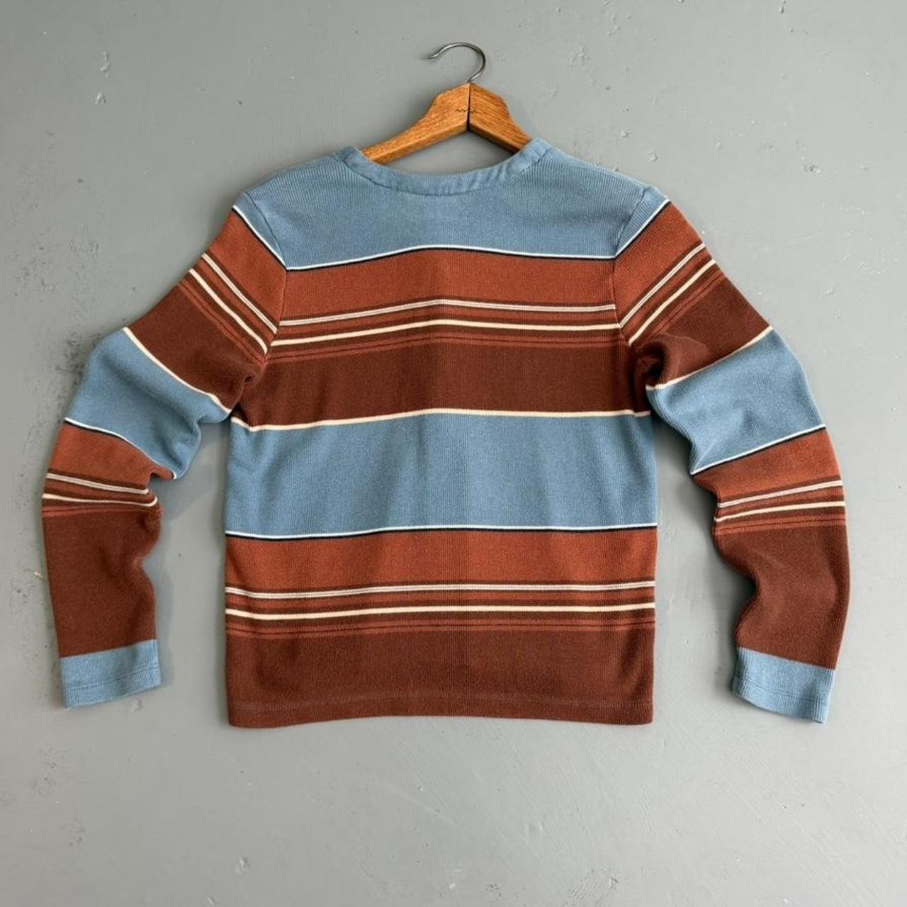VINTAGE BROWN AND BLUE STRIPED BUTTON DOWN CARDIGAN 🏜️