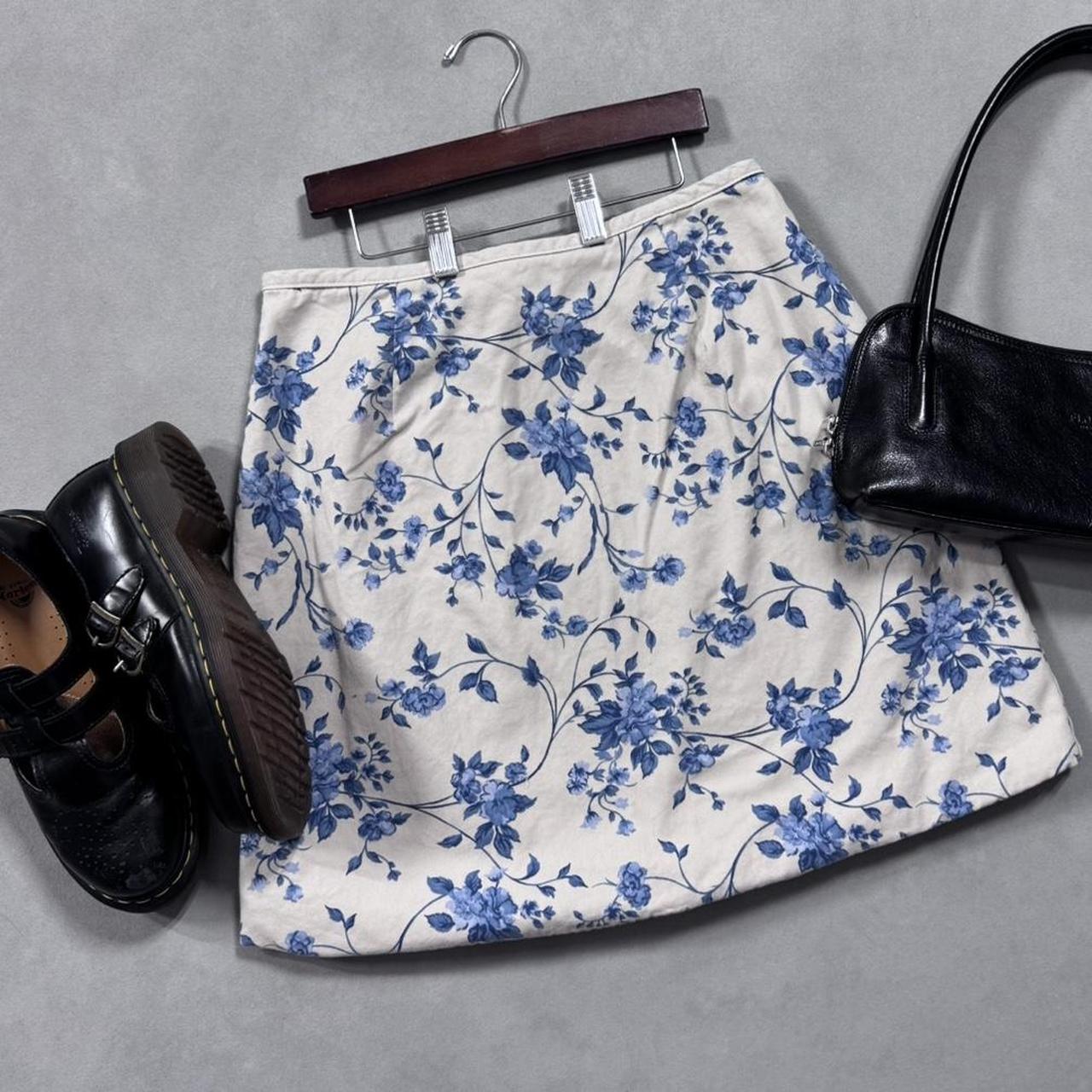 VINTAGE DENIM & CO DENIM FLORAL MINI SKIRT