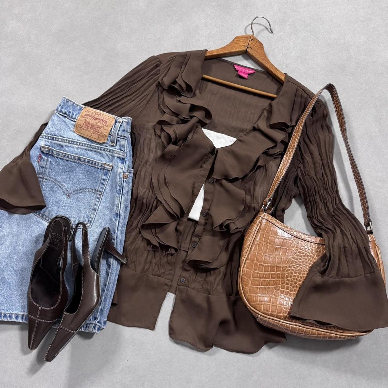 VINTAGE 90S SUNNY LEIGH BROWN BLOUSE 🤎