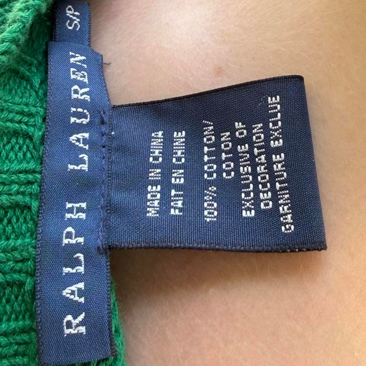Green Ralph Lauren cable knit cotton sweaterđ