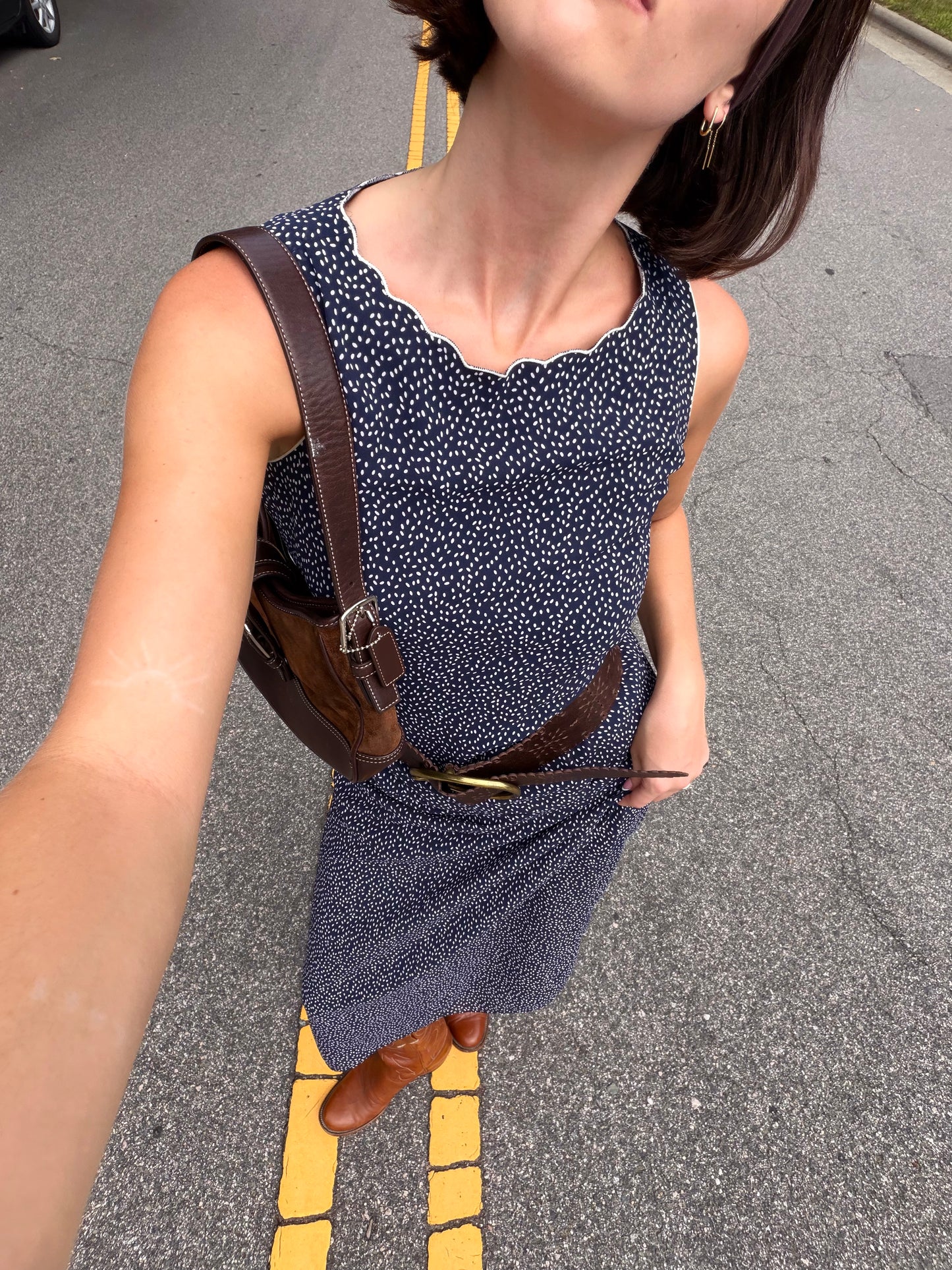 Vintage 90s Talbots navy polka dot maxi dress