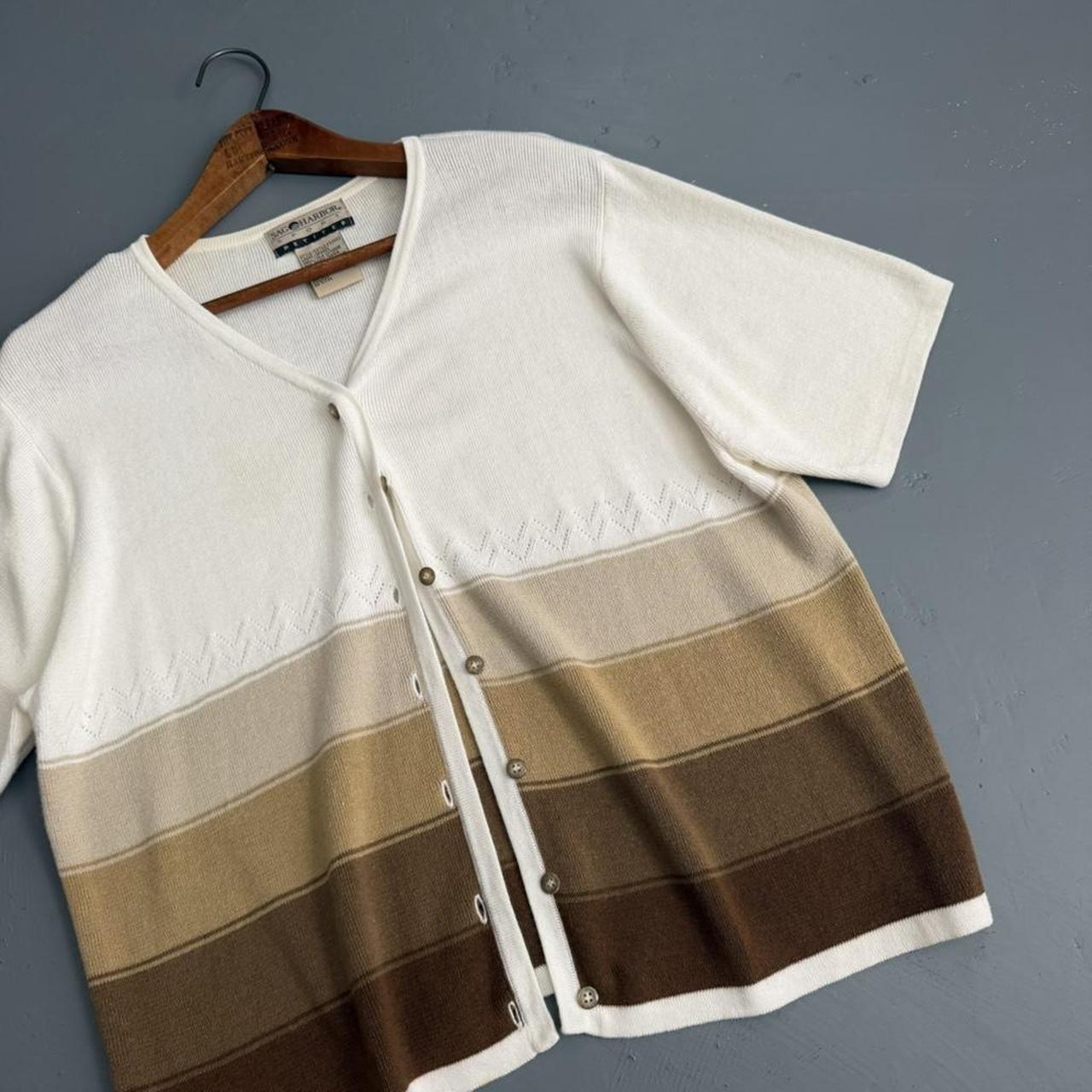 VINTAGE SAG HARBOR BROWN STRIPED CARDIGAN 🐌