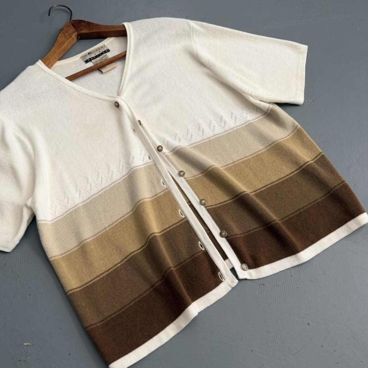 VINTAGE SAG HARBOR BROWN STRIPED CARDIGAN 🐌