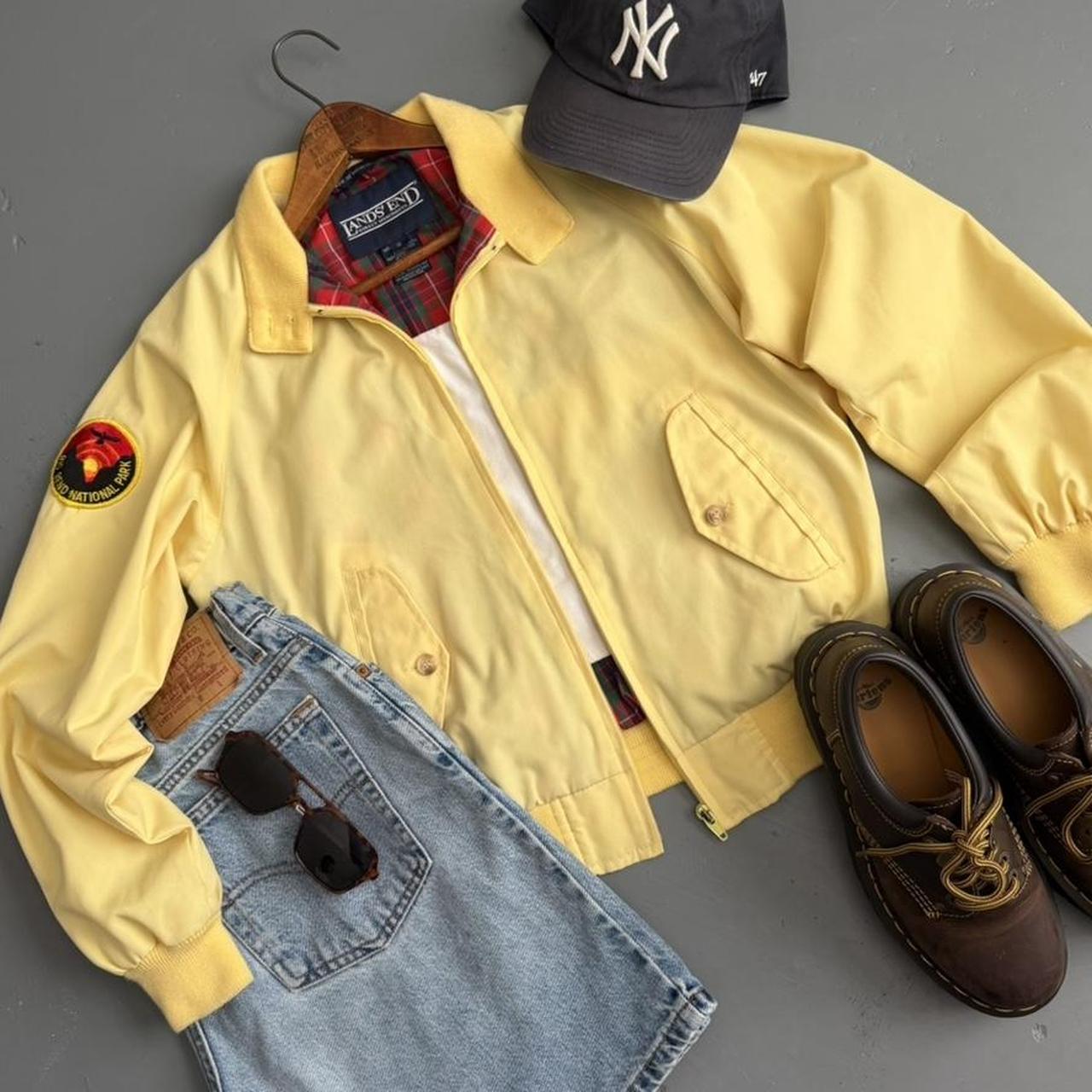VINTAGE 90S LANDS END YELLOW NATIONAL PARK BOMBER JACKET🌲