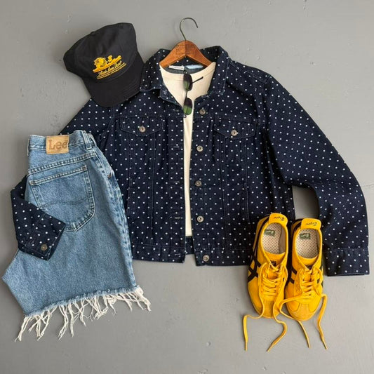 VINTAGE DARK WASH POLKA DOT DENIM JACKET 🍌