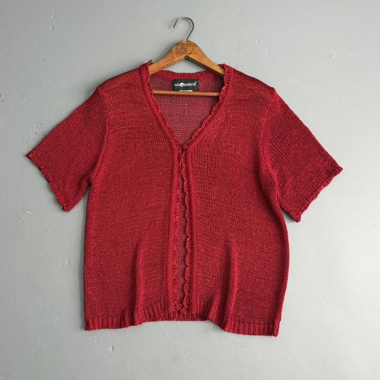 VINTAGE SAG HARBOR RED SHEER KNIT CARDIGAN 🌵