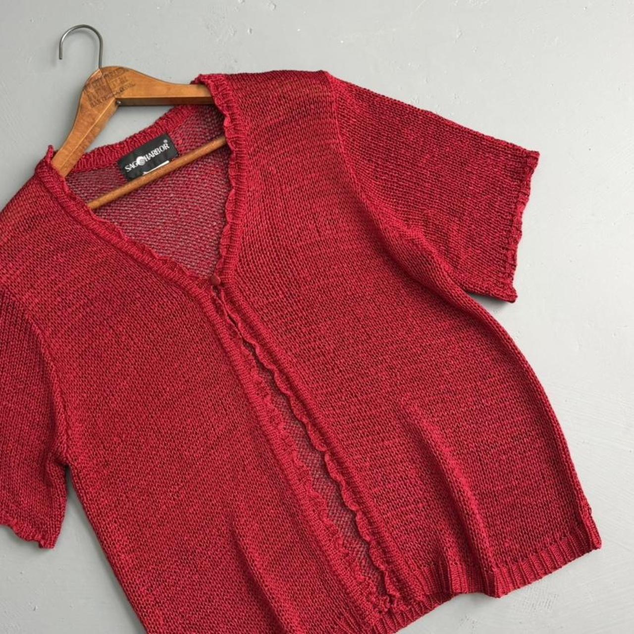 VINTAGE SAG HARBOR RED SHEER KNIT CARDIGAN 🌵
