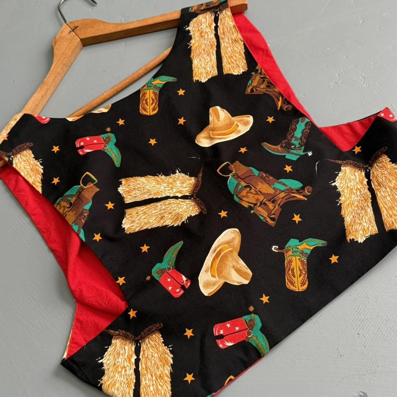 VINTAGE BLACK WESTERN PRINT TIE VEST