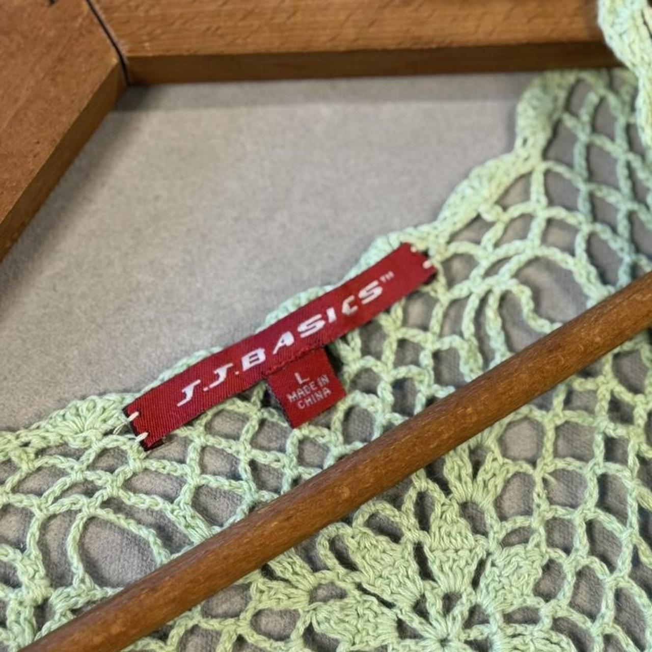 VINTAGE 90S JJ BASICS GREEN CROCHET KNIT TIE TOP