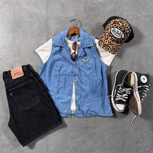 VINTAGE 90S HARLEY DAVIDSON DENIM VEST 🏍️