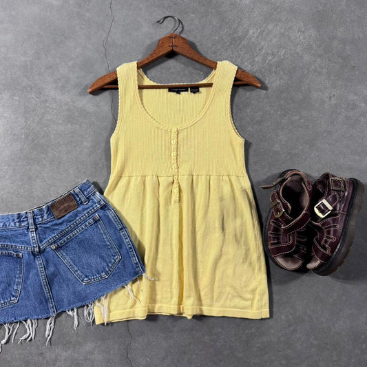 VINTAGE 90S JEANNE PIERRE YELLOW BABYDOLL SWEATER 🍌