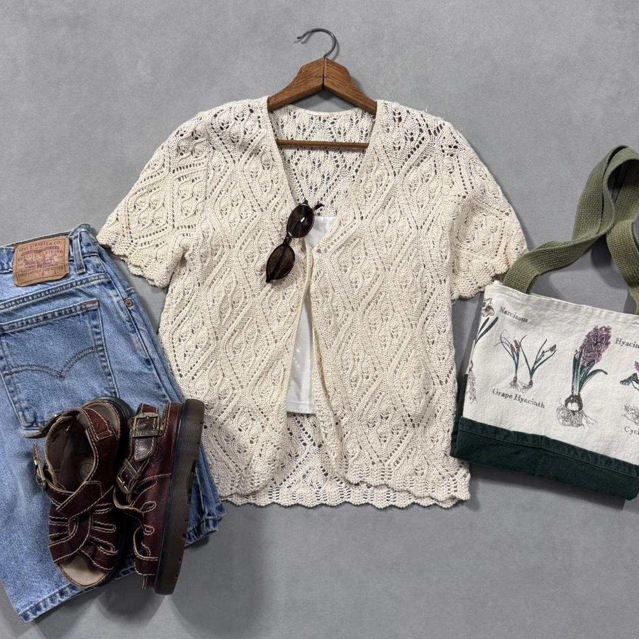 VINTAGE CROCHET SHORT SLEEVE CARDIGAN 🪻