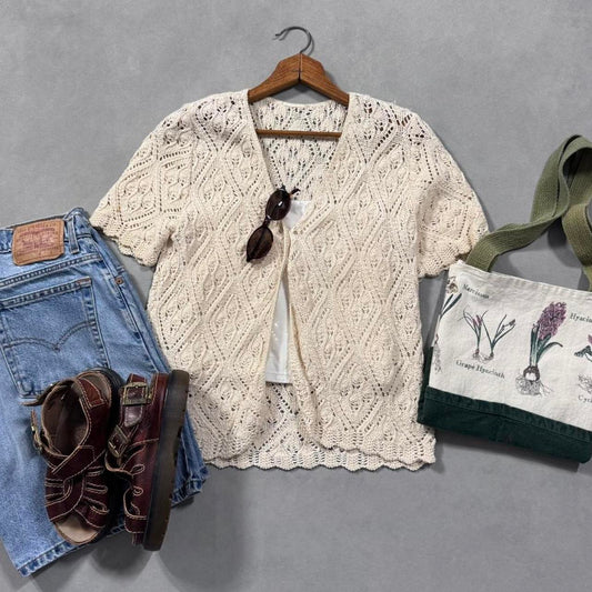 VINTAGE CROCHET SHORT SLEEVE CARDIGAN 🪻