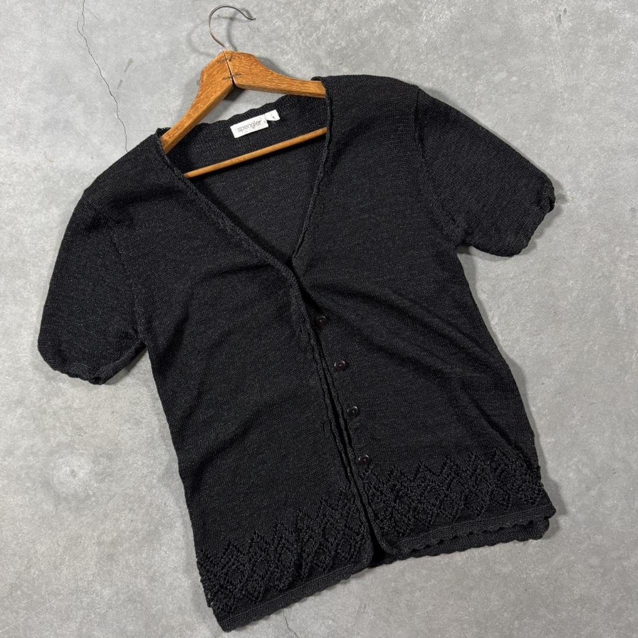 VINTAGE SPENGLER BLACK KNIT SHORT SLEEVE CARDIGAN