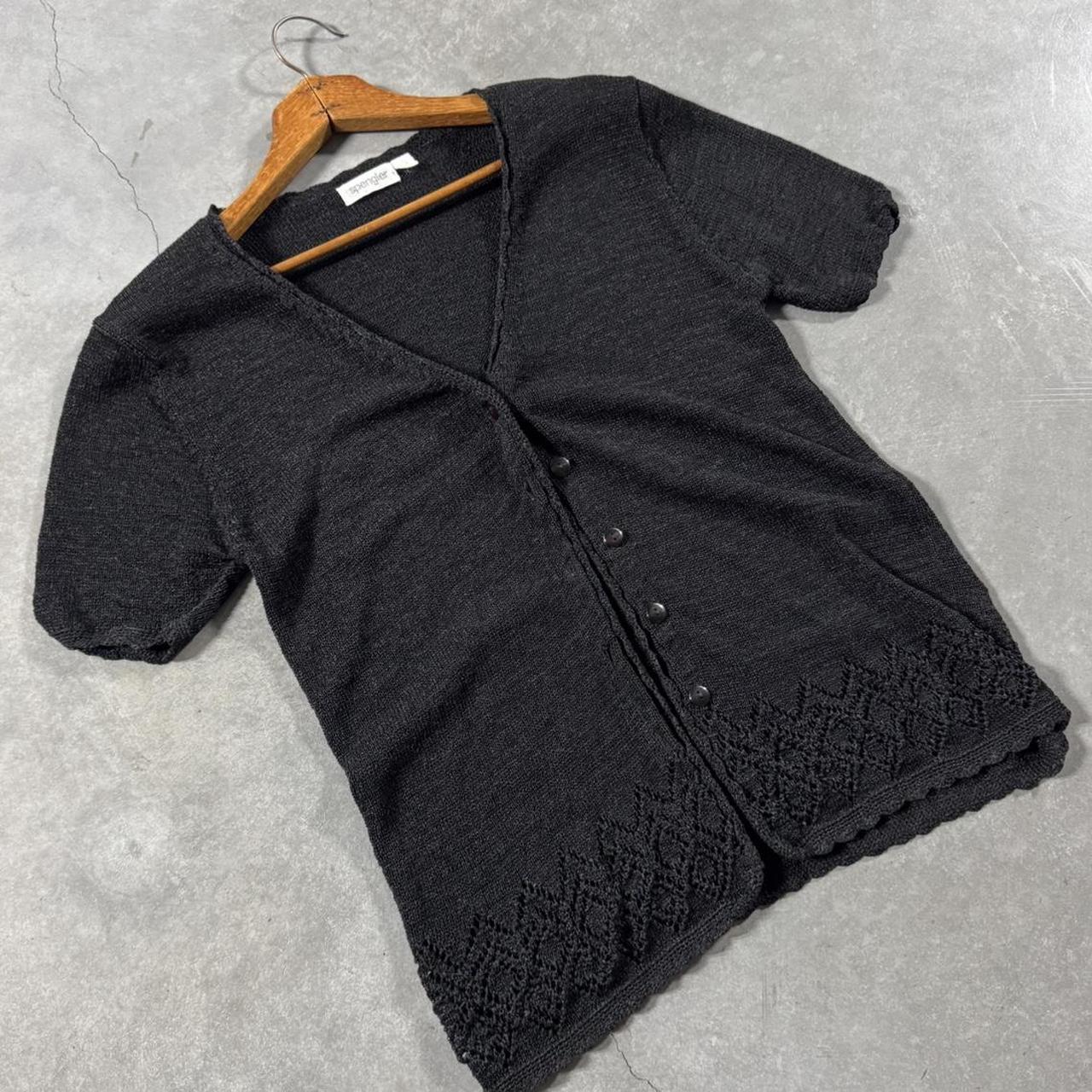 VINTAGE SPENGLER BLACK KNIT SHORT SLEEVE CARDIGAN