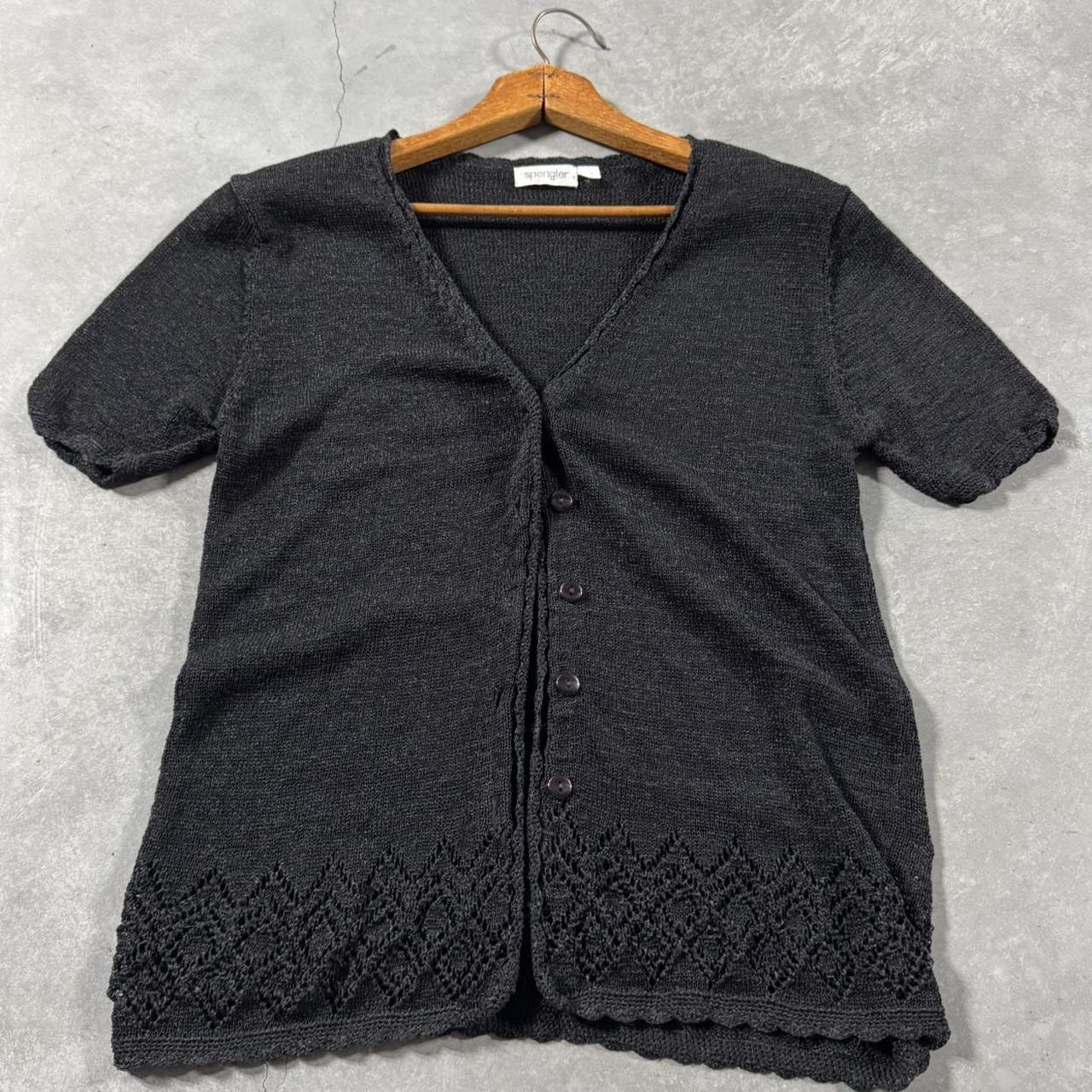 VINTAGE SPENGLER BLACK KNIT SHORT SLEEVE CARDIGAN