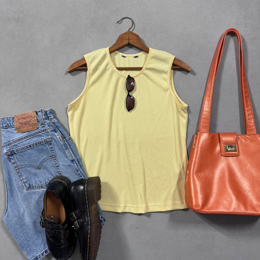 VINTAGE YELLOW MICRO-MESH TANK TOP 🍌