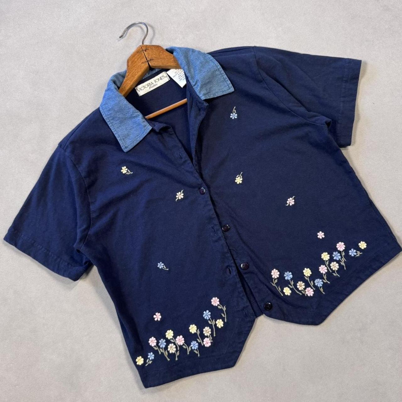 VINTAGE 90S VICTORIA JONES COLLARED FLORAL BUTTON DOWN 🌻🌷🪻