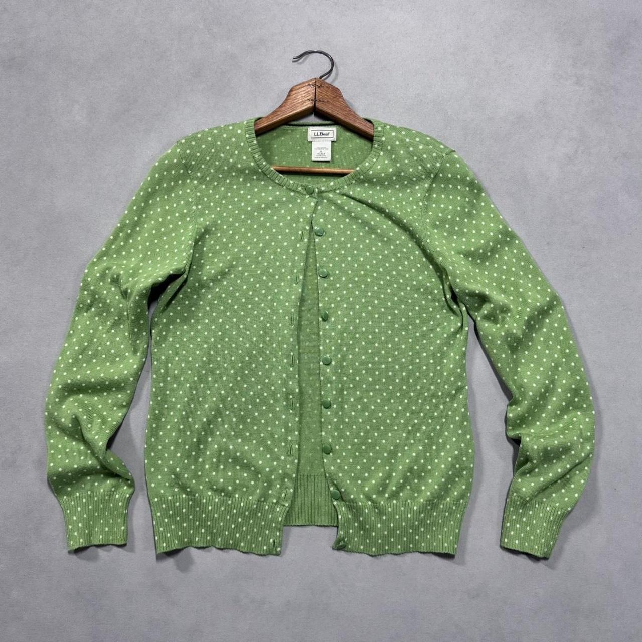 VINTAGE LL BEAN GREEN POLKA DOT CARDIGAN 🐢