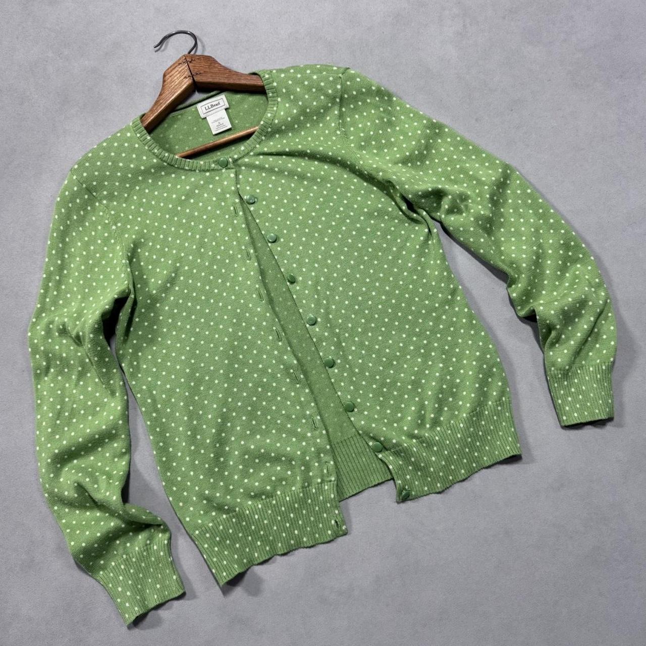 VINTAGE LL BEAN GREEN POLKA DOT CARDIGAN 🐢