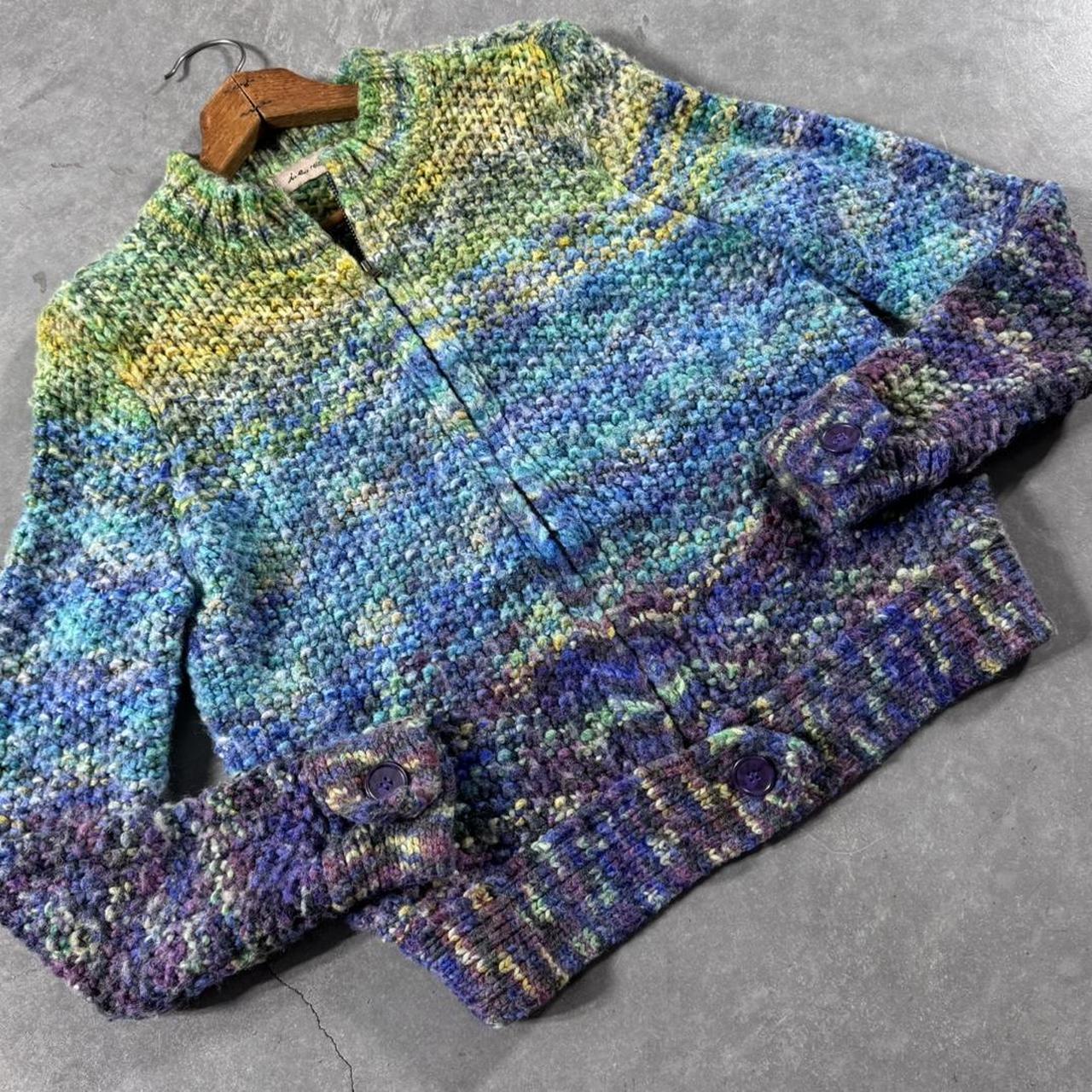 VINTAGE 90S I.E. RAINBOW KNIT ZIP-UP SWEATER