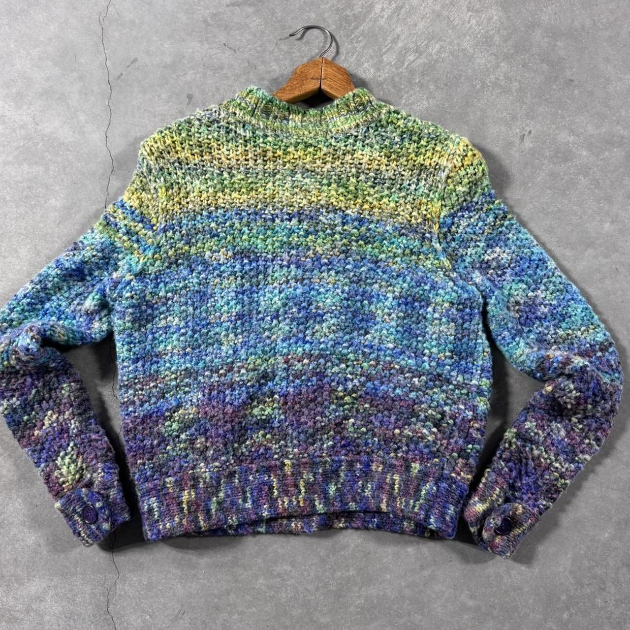 VINTAGE 90S I.E. RAINBOW KNIT ZIP-UP SWEATER
