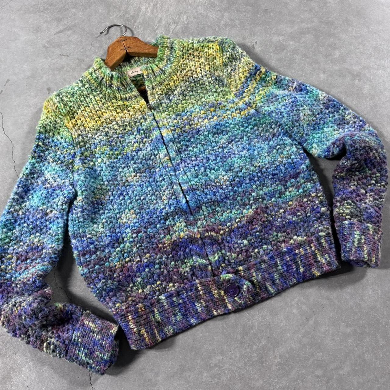 VINTAGE 90S I.E. RAINBOW KNIT ZIP-UP SWEATER