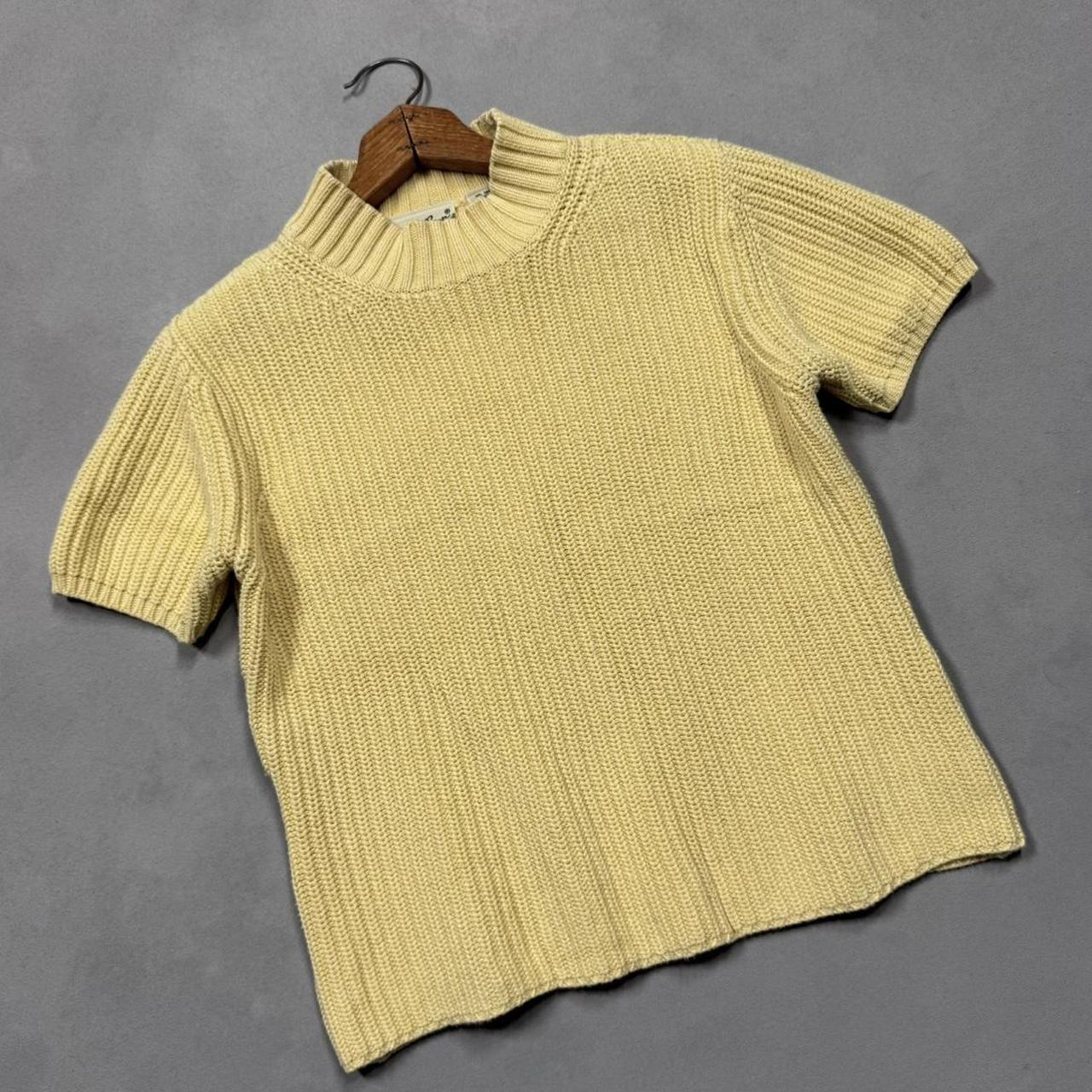 VINTAGE 90S EDDIE BAUER YELLOW SHORT SLEEVE SWEATER