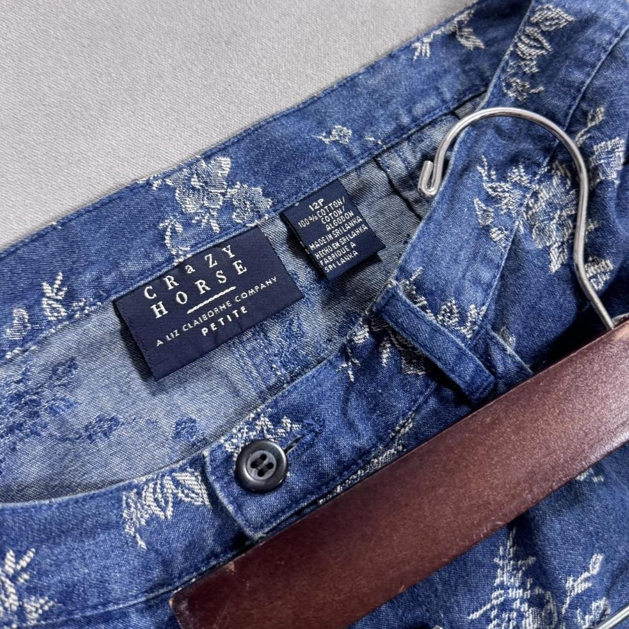 VINTAGE LIZ CLAIBORNE DENIM FLORAL MAXI SKIRT