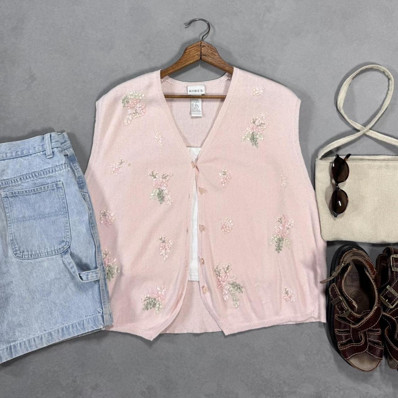 VINTAGE KORET PINK FLORAL SWEATER VEST 🌸