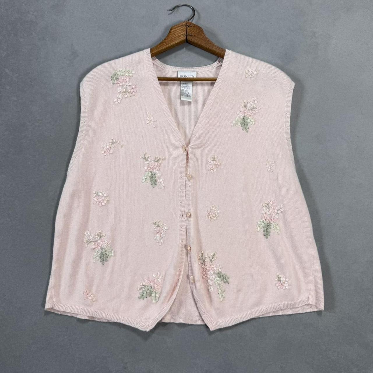 VINTAGE KORET PINK FLORAL SWEATER VEST 🌸
