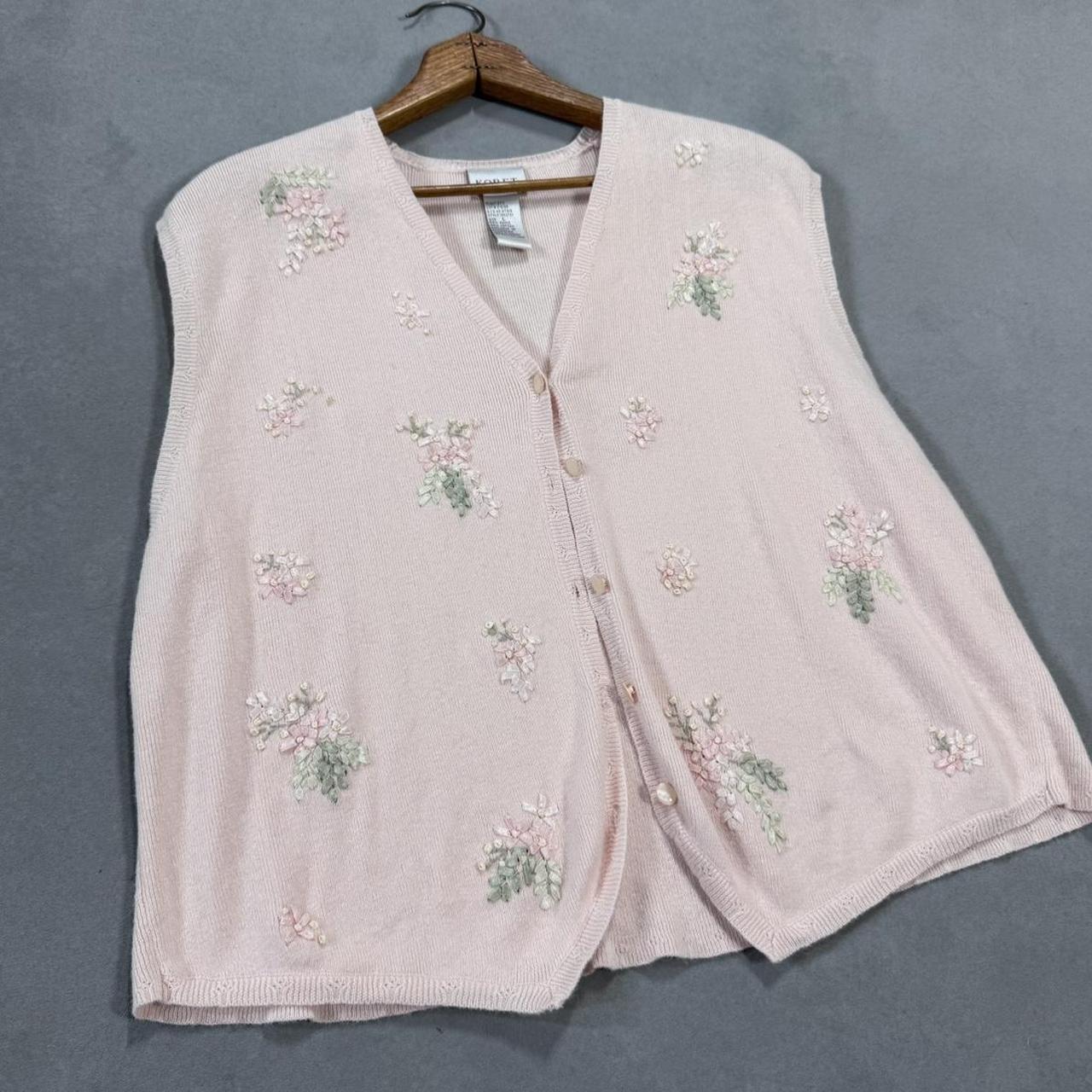 VINTAGE KORET PINK FLORAL SWEATER VEST 🌸