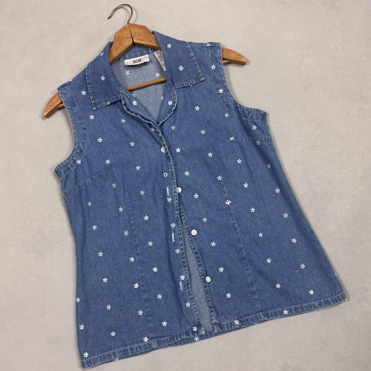 VINTAGE 90S FADED GLORY DENIM EMBROIDERED FLORAL BUTTON VEST 🪻