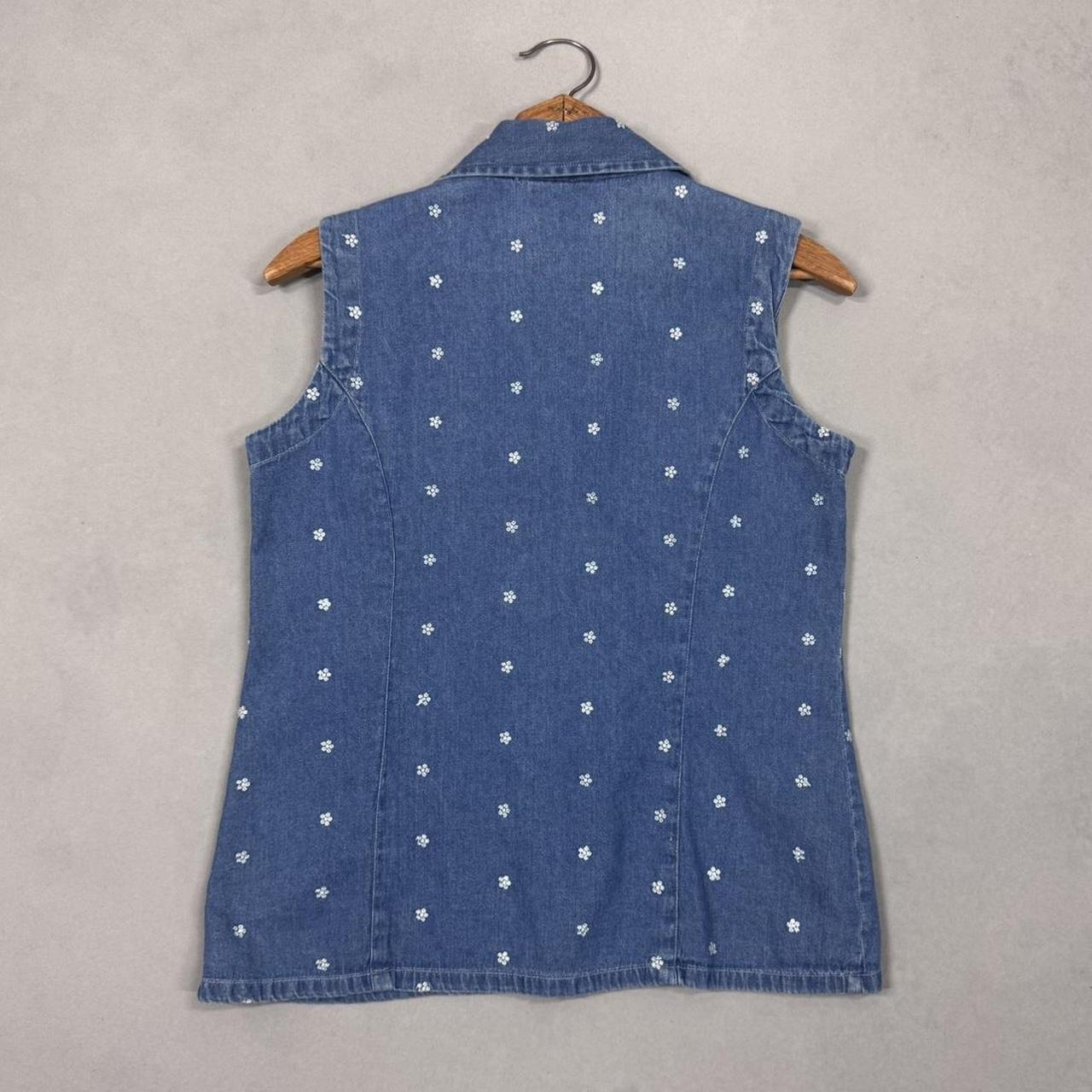VINTAGE 90S FADED GLORY DENIM EMBROIDERED FLORAL BUTTON VEST 🪻