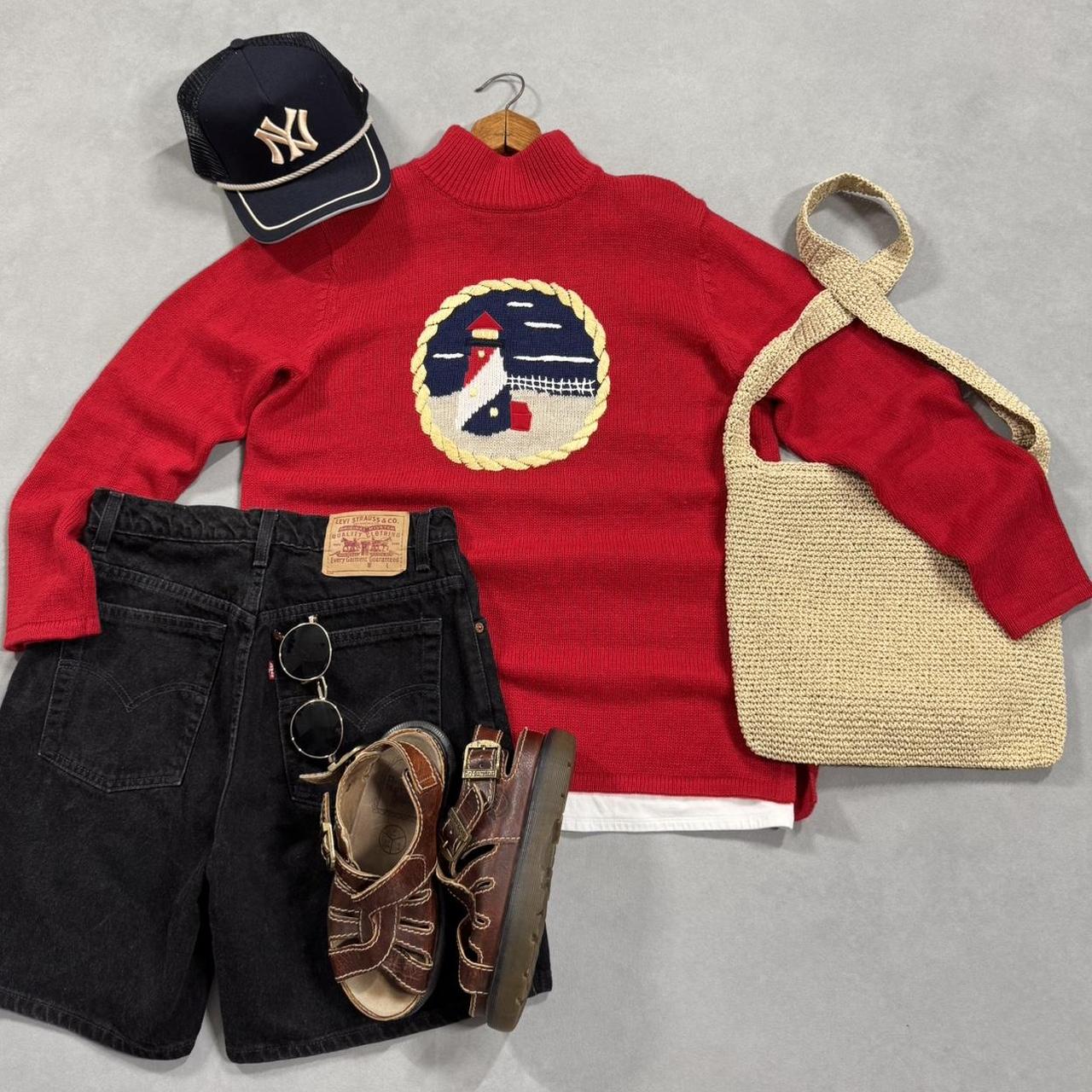VINTAGE 90S LIGHTHOUSE CHUNKY SWEATER 🌊🦆🛟