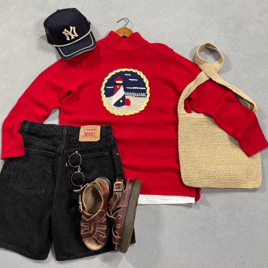VINTAGE 90S LIGHTHOUSE CHUNKY SWEATER 🌊🦆🛟