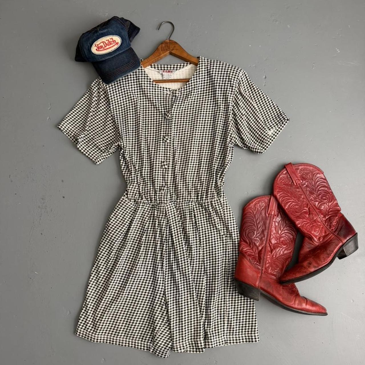 VINTAGE 90S FADS BLACK AND WHITE GINGHAM ROMPER 🍒