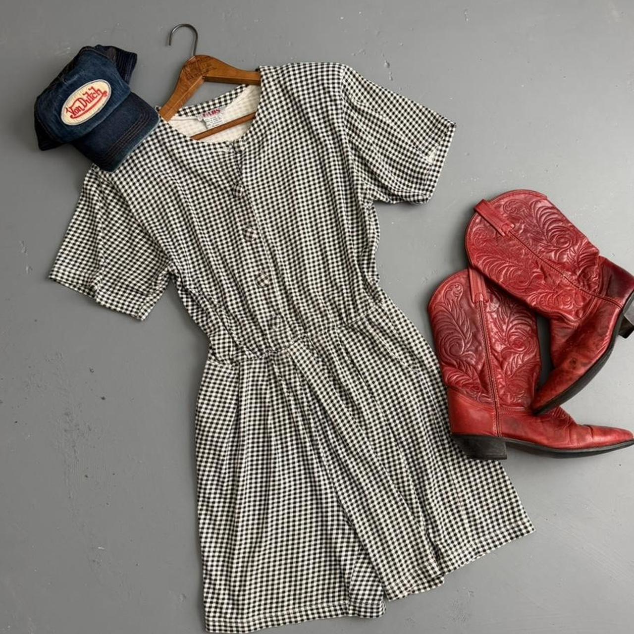 VINTAGE 90S FADS BLACK AND WHITE GINGHAM ROMPER 🍒