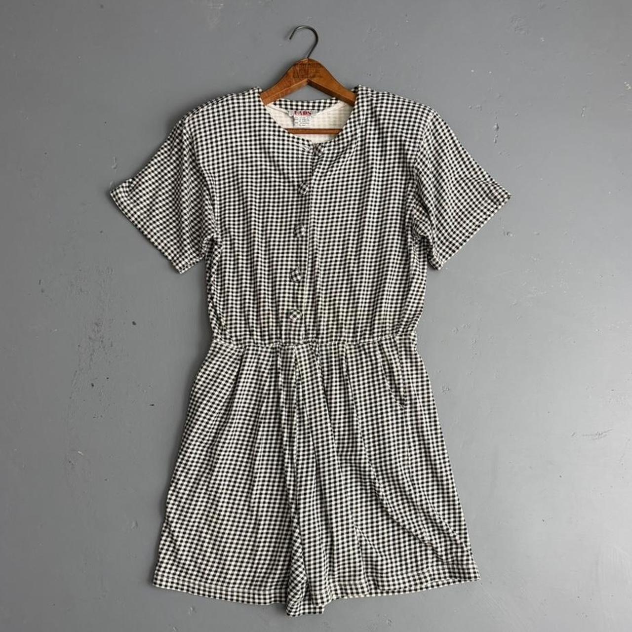 VINTAGE 90S FADS BLACK AND WHITE GINGHAM ROMPER 🍒