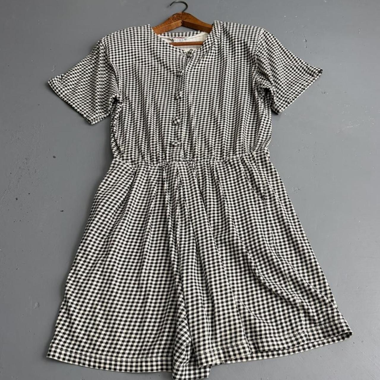 VINTAGE 90S FADS BLACK AND WHITE GINGHAM ROMPER 🍒