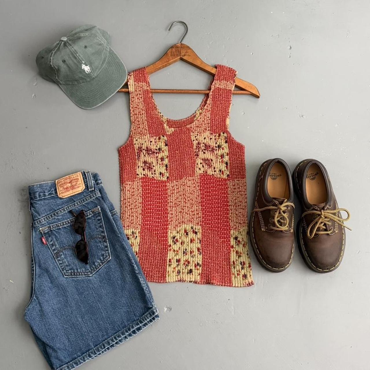 VINTAGE 90S RED PAISLEY PRINTED SHEER TANK TOP