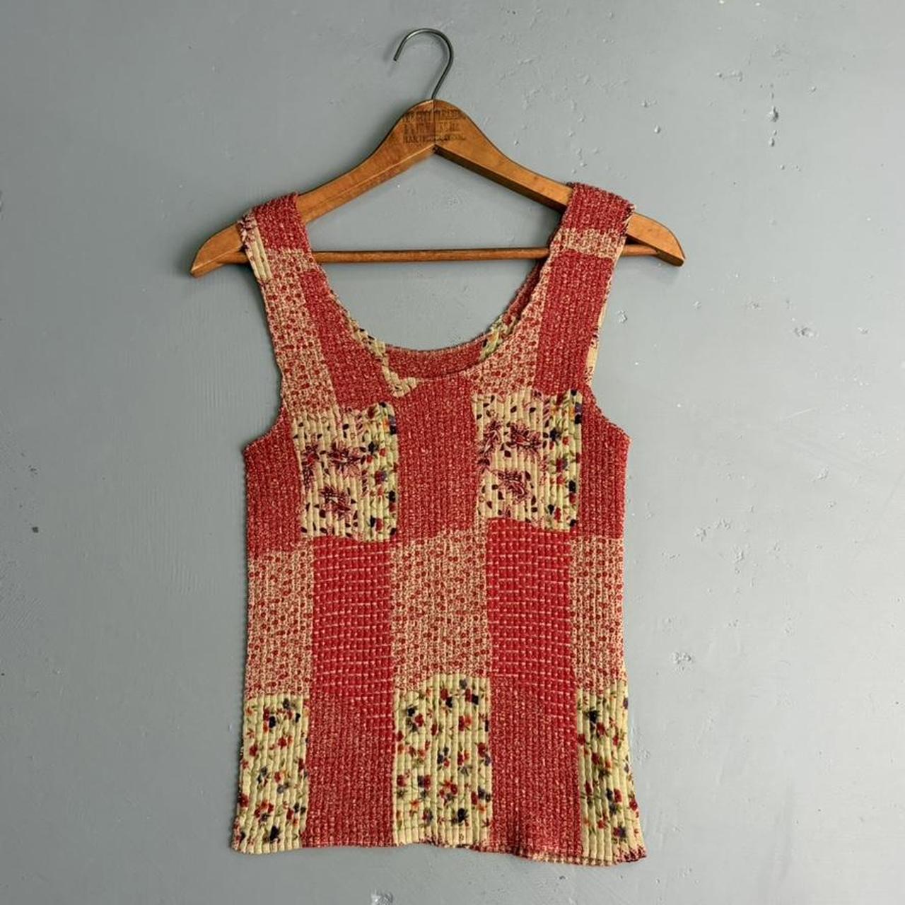 VINTAGE 90S RED PAISLEY PRINTED SHEER TANK TOP
