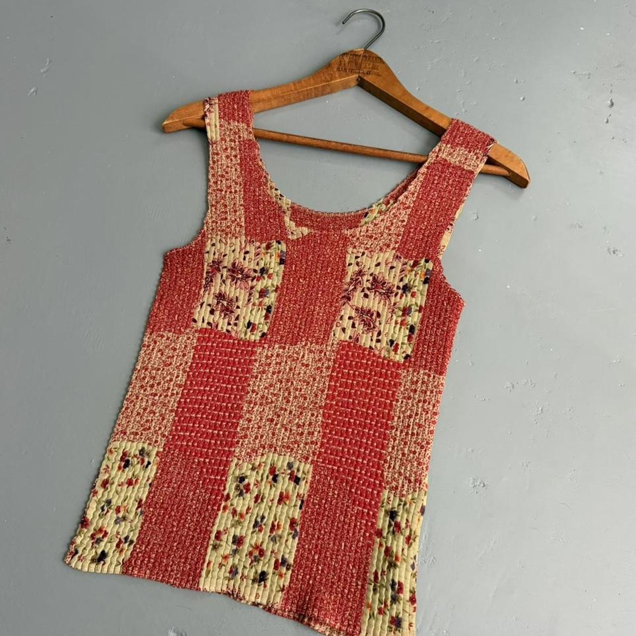 VINTAGE 90S RED PAISLEY PRINTED SHEER TANK TOP