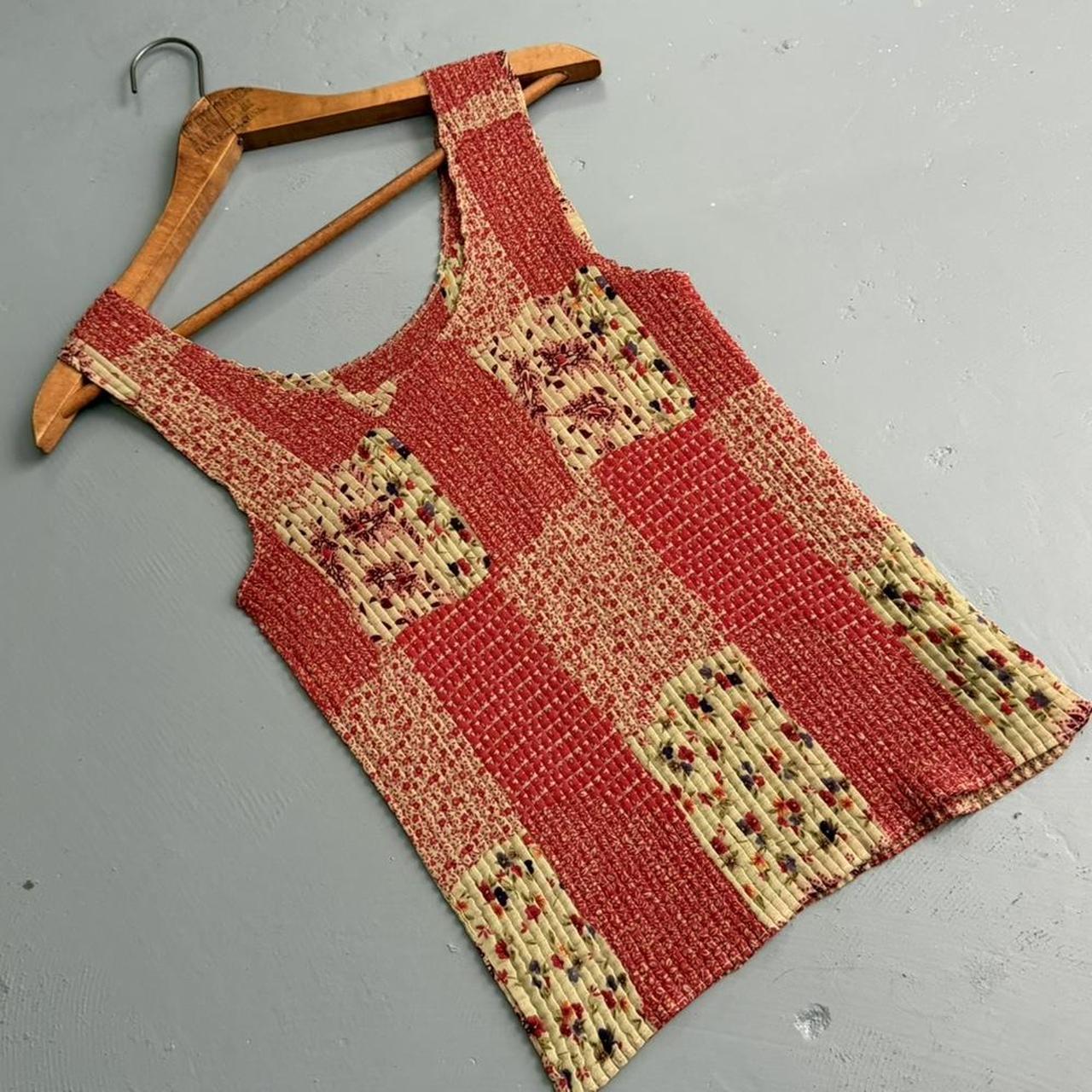VINTAGE 90S RED PAISLEY PRINTED SHEER TANK TOP