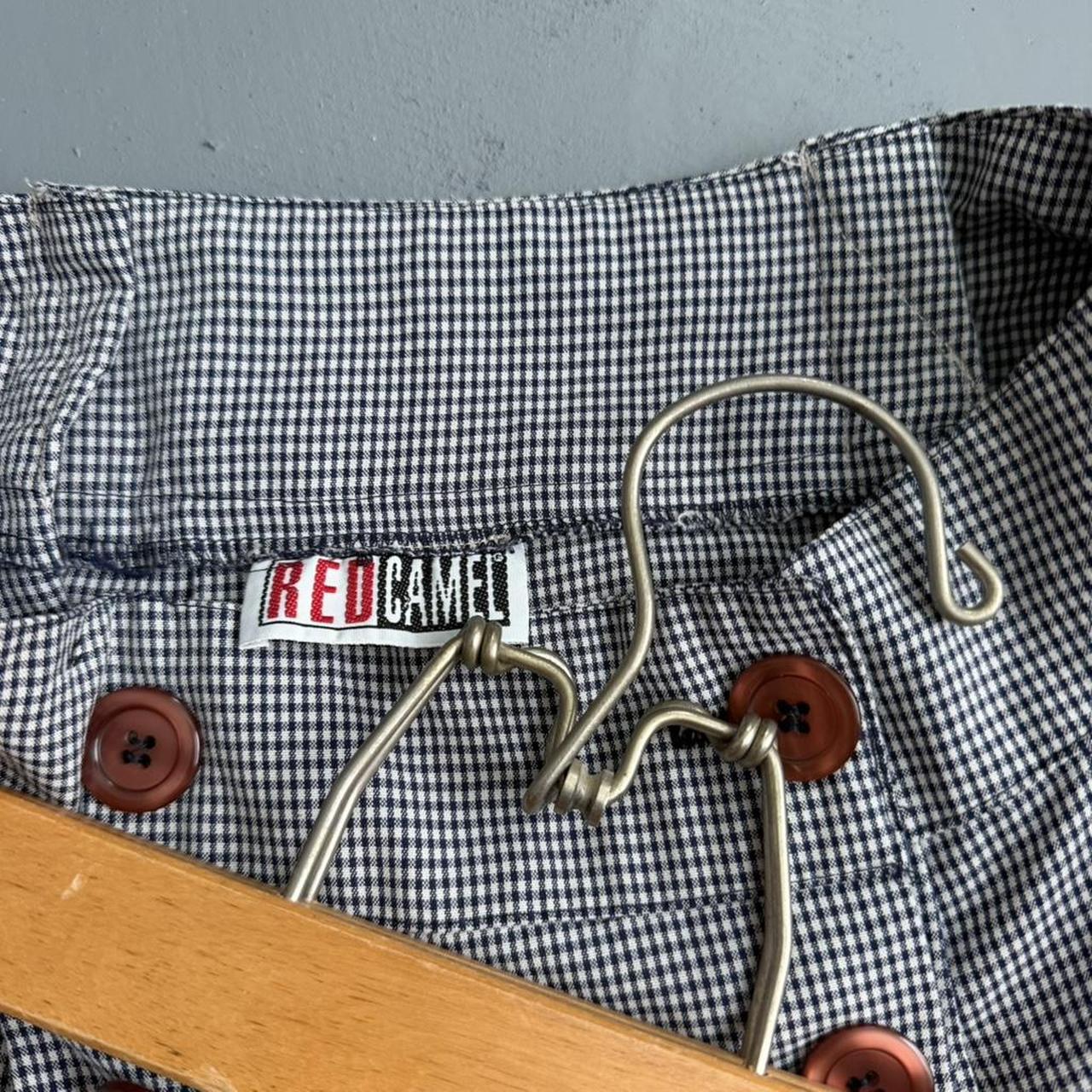 VINTAGE NAVY GINGHAM BUTTON MINI SKIRT