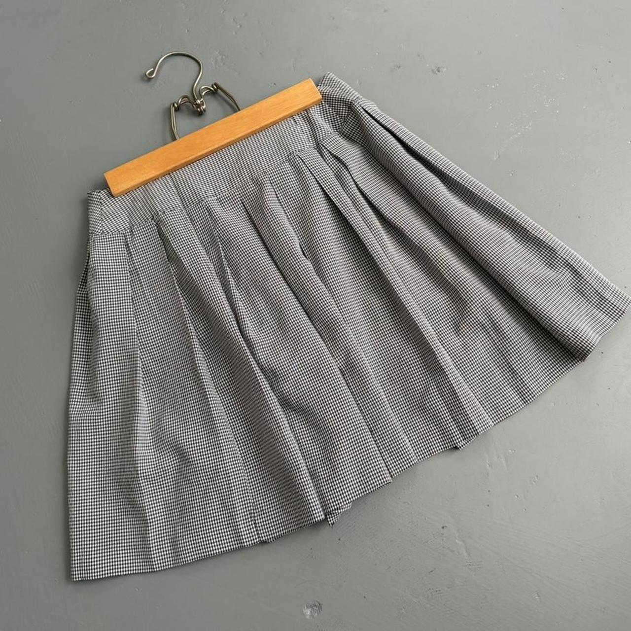 VINTAGE NAVY GINGHAM BUTTON MINI SKIRT