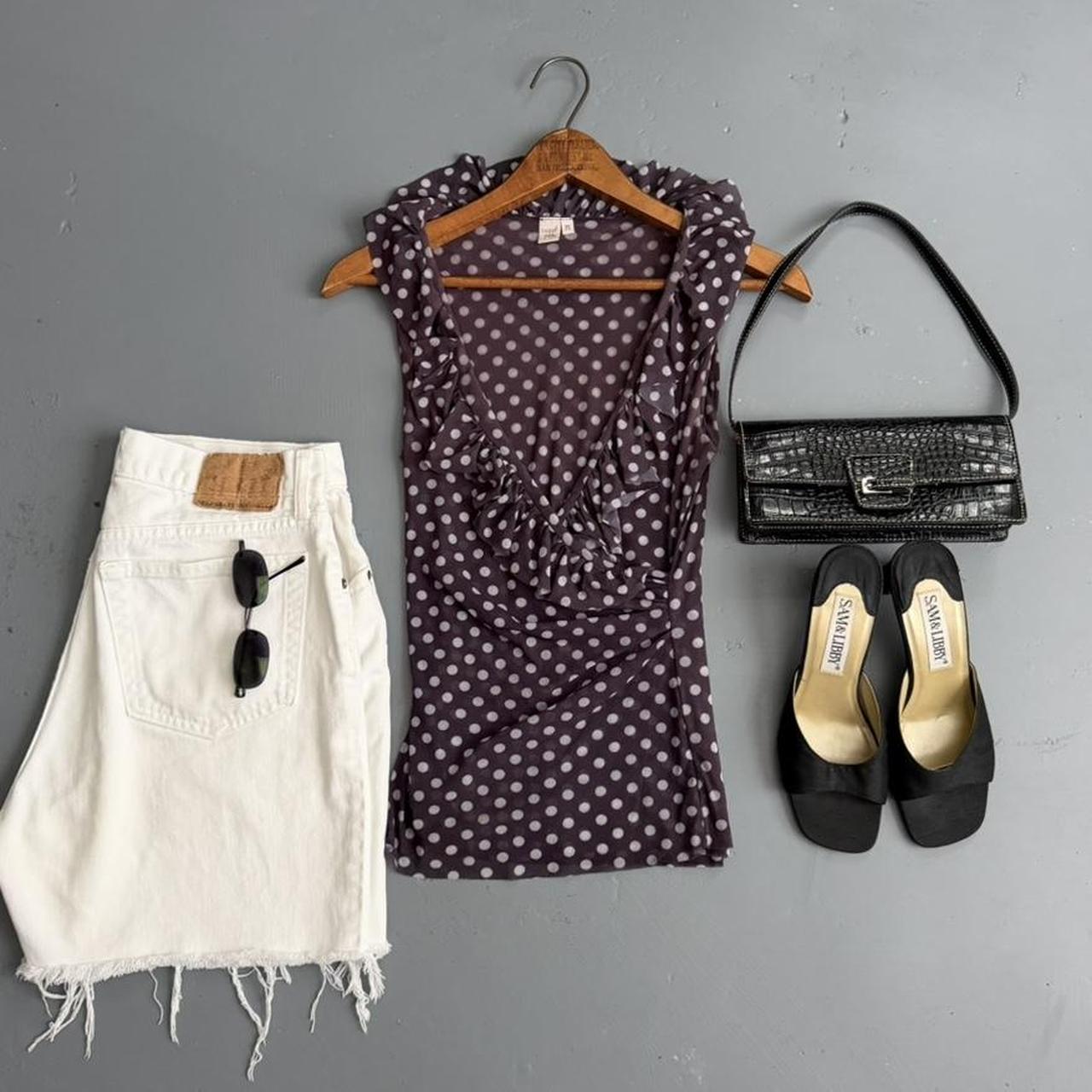 VINTAGE SWEET PEA SHEER BLACK AND WHITE POLKA DOT BLOUSE