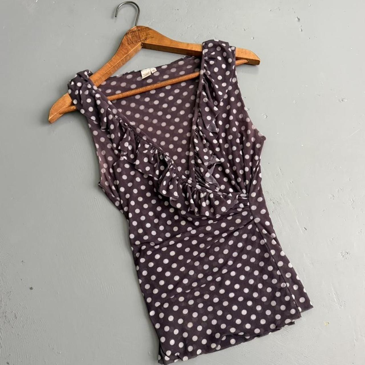 VINTAGE SWEET PEA SHEER BLACK AND WHITE POLKA DOT BLOUSE